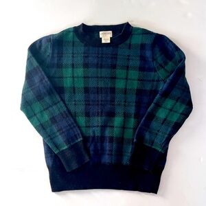 Crewcuts Boys' Black Watch plaid crewneck sweater. 100% cotton pull over sweater